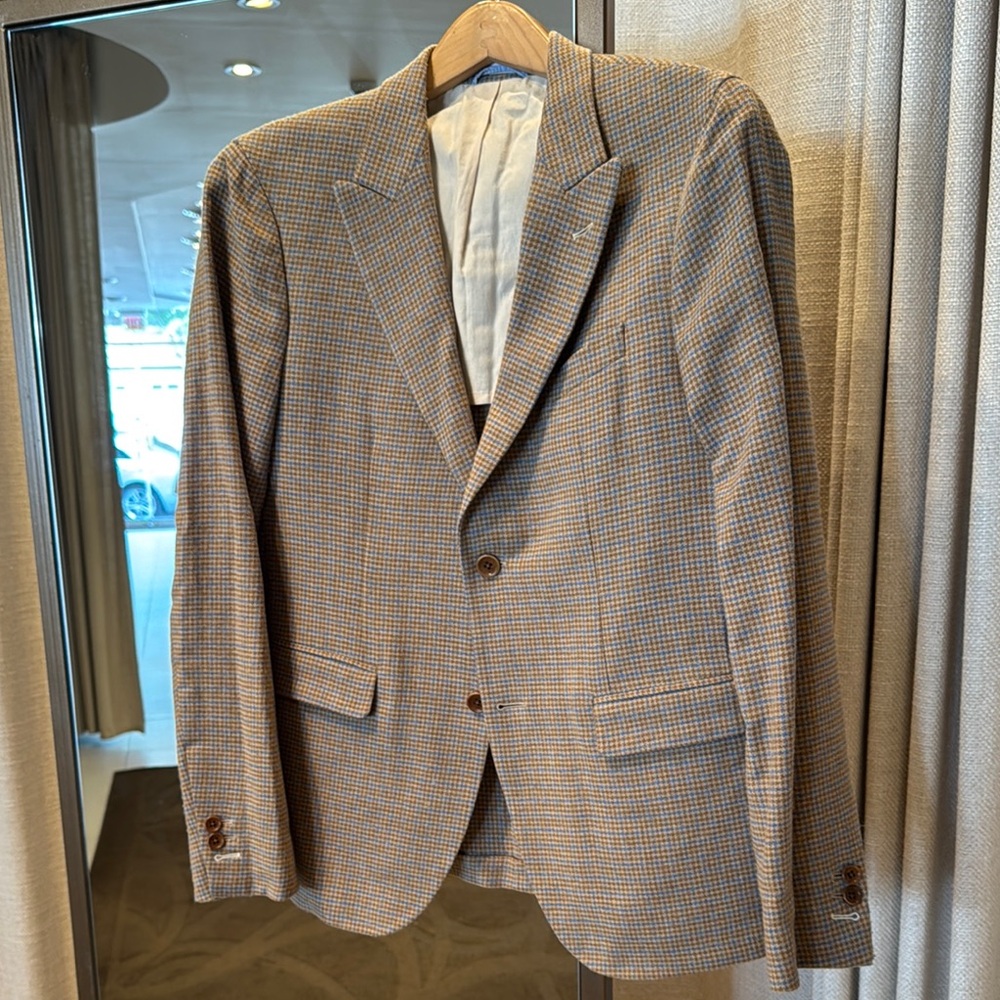 Gant Rugger Men's Checkered Tan Blazer